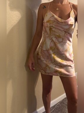 Forever 21 Pink Marble Satin Dress